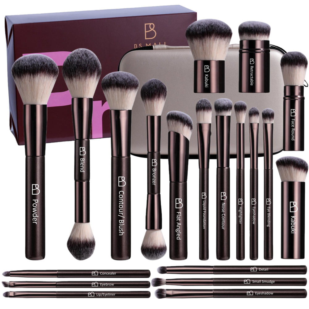 BS-MALL professional makeup brushes travel case kabuki for even powder application