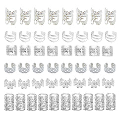 BSARECEY joyas para cabello en plata, set de 60 piezas para trenzas