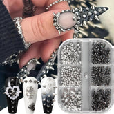 BSBTBZ seis rejillas punk adorno de uñas conos, diseño versátil para uñas