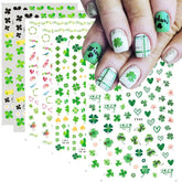 BSBTBZ St Patrick's Day nail stickers with shamrock patterns for festive manicure ideas.