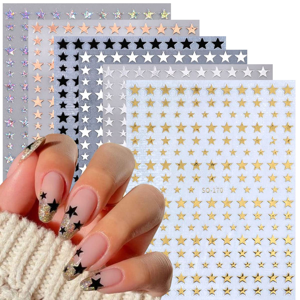 BSBTBZ star nail stickers gold for luxe sparkle on nails