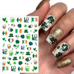 BSBTBZ Stickers uñas diseño irlandés verde para looks temáticos.