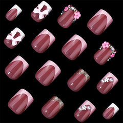 BSBTBZ uñas acrílicas cuadradas rosa brillantes y duraderas