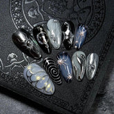 BSBTBZ uñas góticas hechas a mano con mariposa 3D para un look audaz