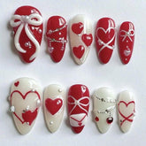BSBTBZ uña press-on con corazón rojo, ideal para citas especiales