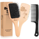 Bsisme hair brush wooden paddle aids gentle detangling and smooth styling.