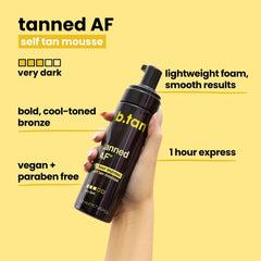 b.tan mousse oscura curado en 1 hora para bronceado profundo
