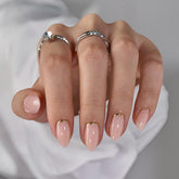 BTArtbox Uñas postizas estilo almendra con oro foil brillo para look glam