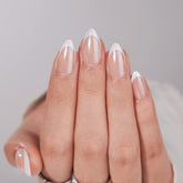 BTArtbox uñas francesas blancas en forma almendra mediana