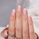 BTArtbox Frances Tip Uñas Blancas Almendra Corta para manicura de salón en casa.