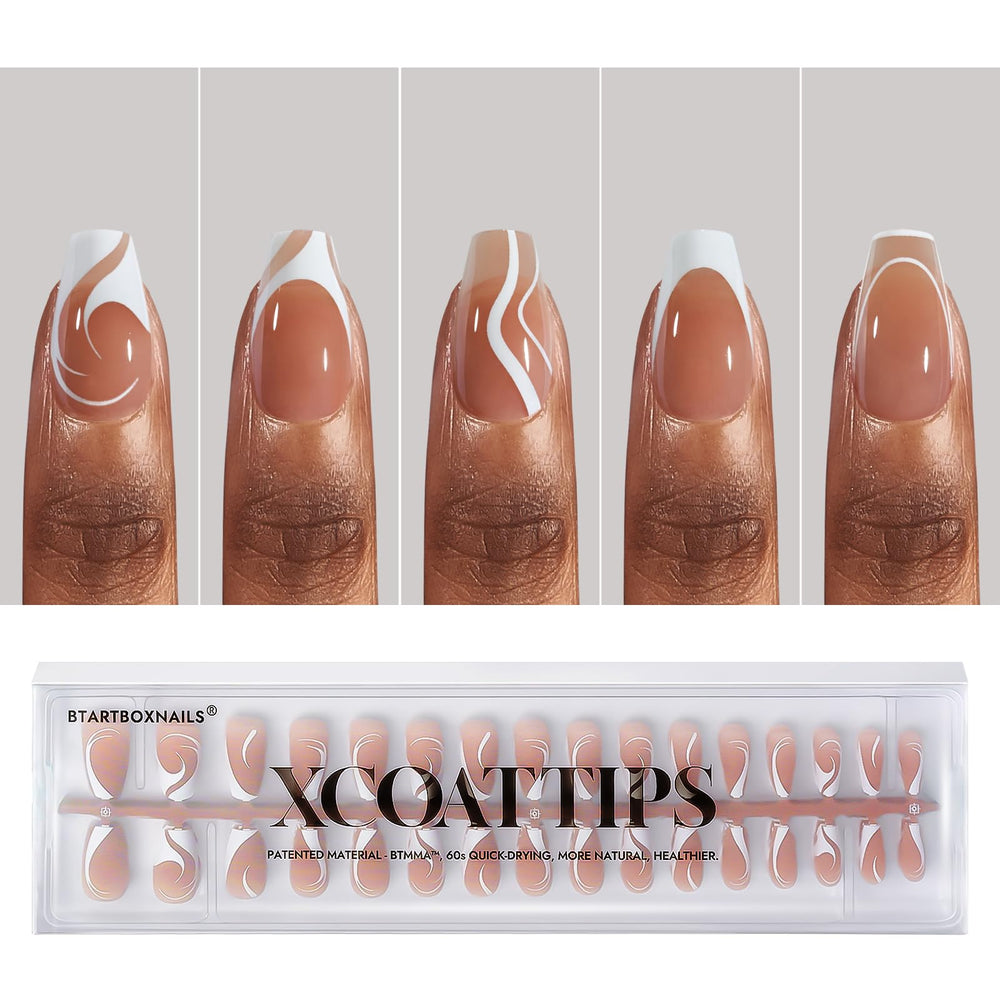 BTArtbox french tip swirl nails for at home salon look and easy styling.