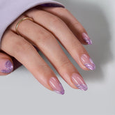 BTArtbox mermaid-tail chrome short almond press-on nails with front view display