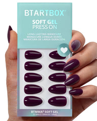 BTArtbox Poison Potion uñas almendra morado oscuro para uso diario