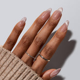 BTArtbox almond press-on nails cat-eye French tip kit layout for easy selection