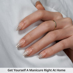 BTArtbox short almond nails close-up showing natural look and comfortable wear.