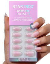BTArtbox shy metal nails with 3D pearl accents for an elegant pink almond look
