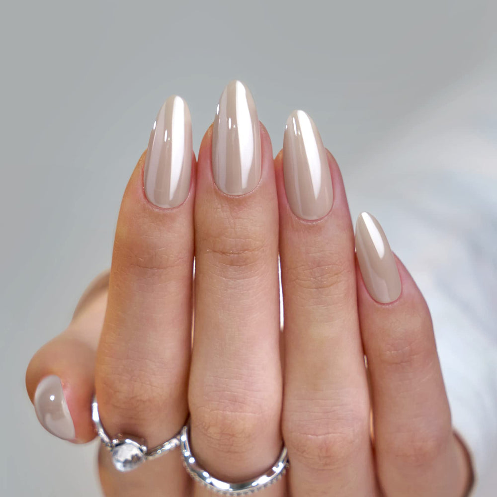 BTArtbox uñas almendra de gel cromadas para un aspecto elegante y duradero.