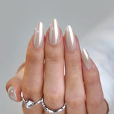 BTArtbox uñas almendra de gel cromadas para un aspecto elegante y duradero.