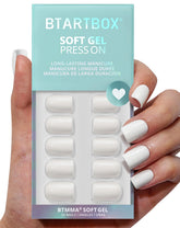 BTArtbox uñas cuadradas pastel blanco cortas con acabado natural para uso diario.