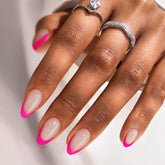 BTArtbox uñas frances forma almendra rosado, aspecto elegante para uso diario.