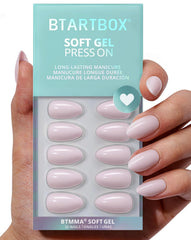 BTArtbox uñas postizas en almendra morado pastel, acabado satinado para uso diario