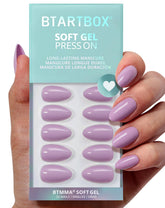 BTArtbox Uñas postizas Almond en lavanda corta; acabado natural para uso diario.