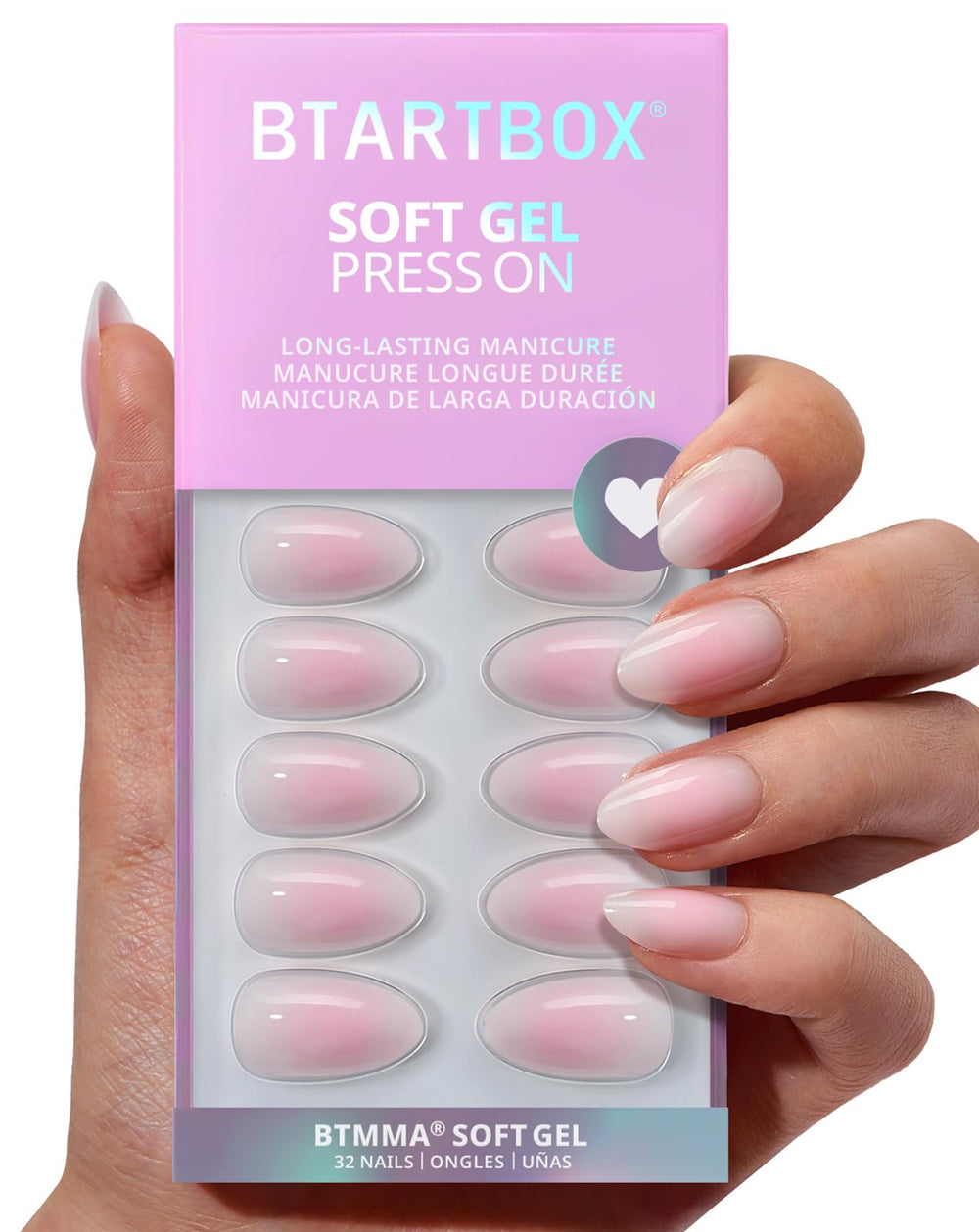 BTArtbox unas postizas corta rosa ombre para un acabado natural y cómodo