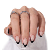 BTArtbox uñas postizas Frances negro en forma almendra para ocasiones.