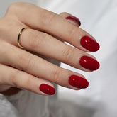 BTArtbox uñas postizas cortas rojas ovaladas para look de salón en minutos