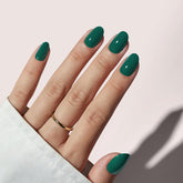 BTArtbox uñas postizas cortas, tono verde oscuro, apariencia natural para uso diario