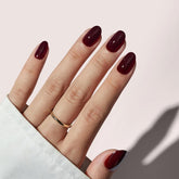 BTArtbox uñas postizas corto rojo oscuro, aspecto natural y ligero para uso diario.