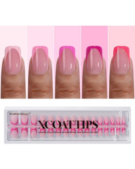 BTArtboxnails Frances Tip rosado corto cuadrado, ideal para manicura clásica en casa.