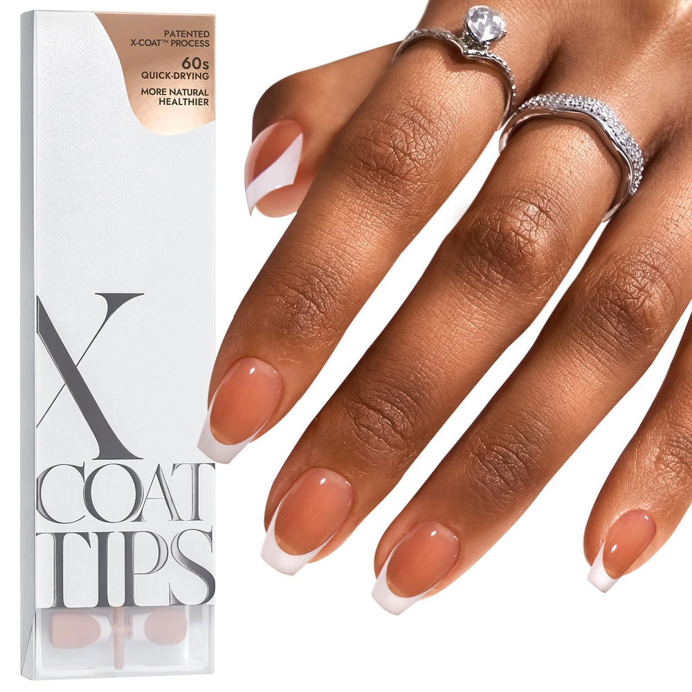 BTArtboxnails brown French tip coffin nails for a timeless at-home manicure