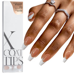 BTArtboxnails French Tip nails brown coffin shape for natural-looking extensions