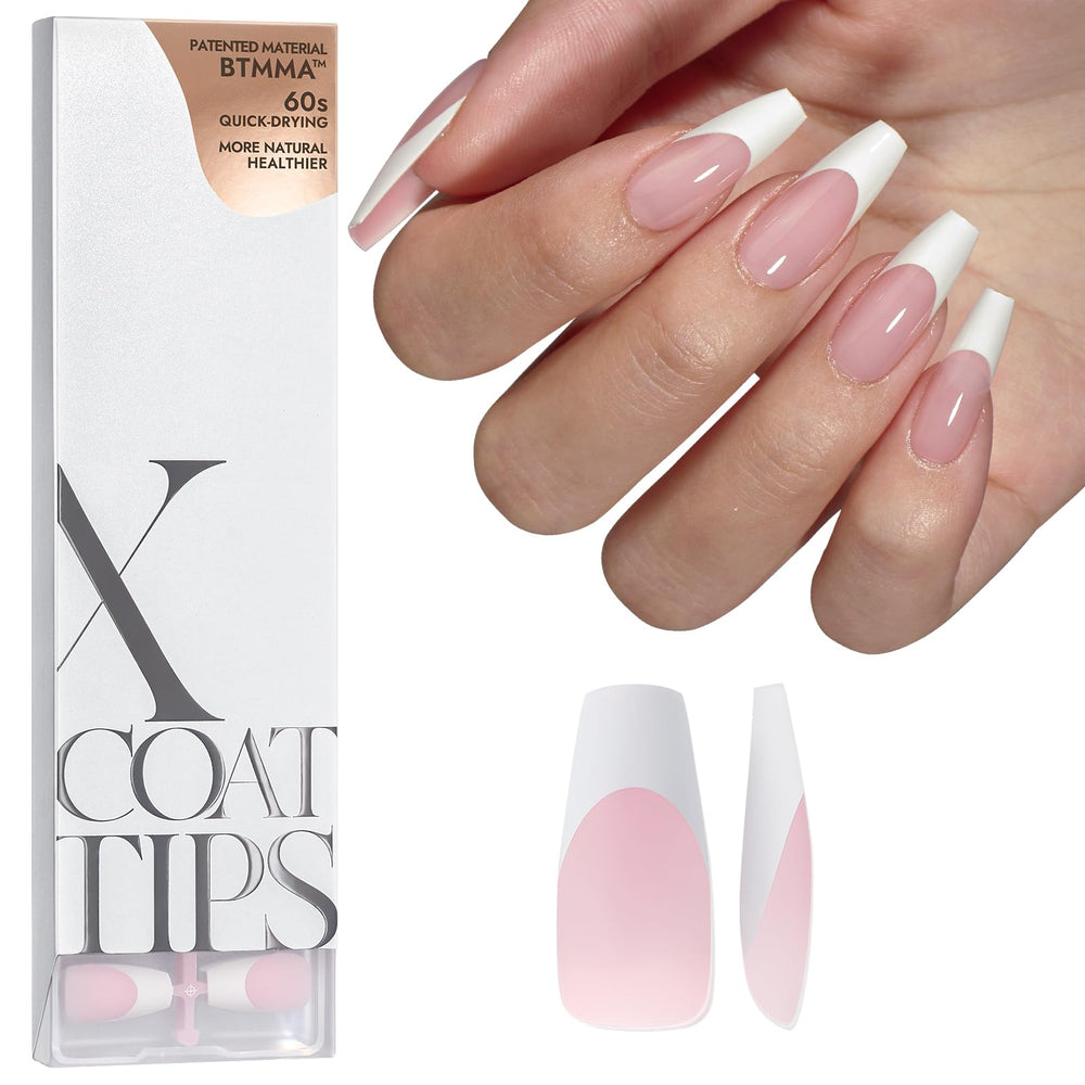 BTArtboxnails French tip pink coffin tips for easy at-home manicure