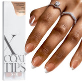 BTArtboxNails French tip press-on nails in brown short almond for chic manicure