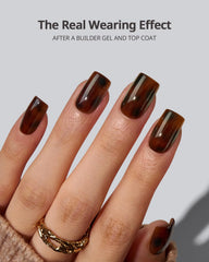 Close up of tortoiseshell nails showing shape and finish for DIY sets