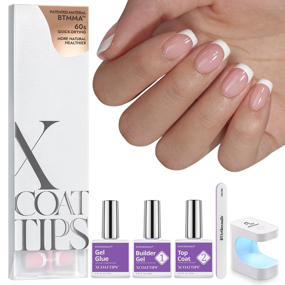 BTArtboxnails XCOATTIPS extra short square nails for fast at-home French manicure