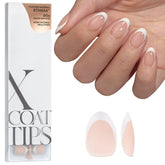 BTArtboxnails XCOATTIPS French tip almond nails for a chic nude manicure.