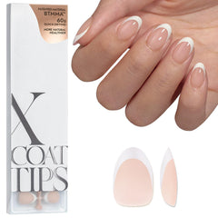 BTArtboxnails XCOATTIPS French tip almond nails for a chic nude manicure.