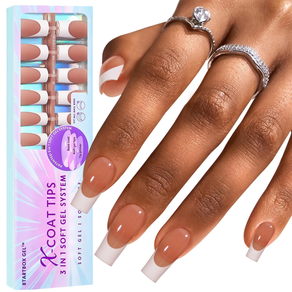BTArtboxnails XCOATTIPS french tip nails in brown for quick, natural-looking DIY nail art