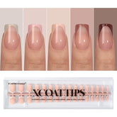 BTArtboxnails XCOATTIPS French tip nails in square short for a chic French manicure.
