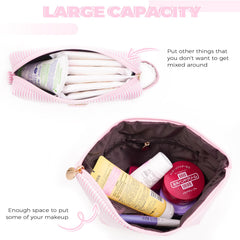 Btffitting makeup bag set opened to reveal dual compartments for easy organization.