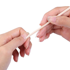 BTYMS double-end cuticle pusher with smooth orange wood for safe nail prep.