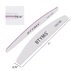 BTYMS double-sided emery board close-up highlighting durable grit for refinement.