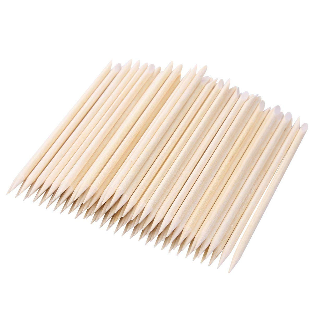 BTYMS orange wood cuticle stick, 4.5 inch, bevel end for precise cuticle work.