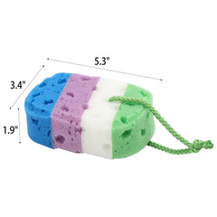 BTYMS soft loofah close-up highlighting gentle texture for scratch-free bathing.