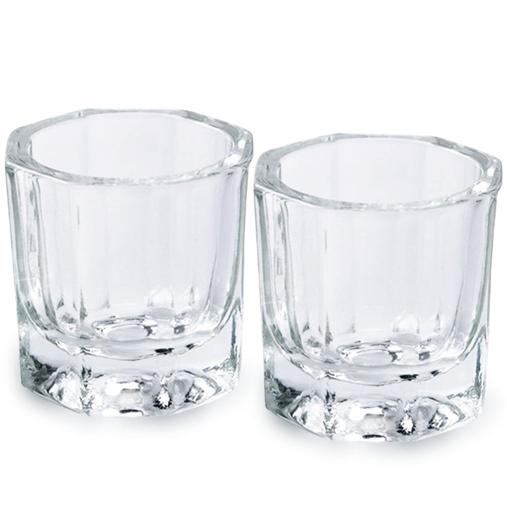 Bulex dappen dish 2-pack clear glass for precise acrylic mixing and easy cleanup.