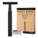 BULIMICA Matte Black Safety Razor front view for a close, smooth shave