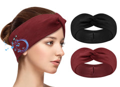 BULYPAZY 2-pack headband headphones in red and black for wireless listening on the go.